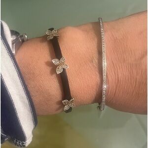 3 butterflies on thick plastic bracelet 925 silver stamp on it